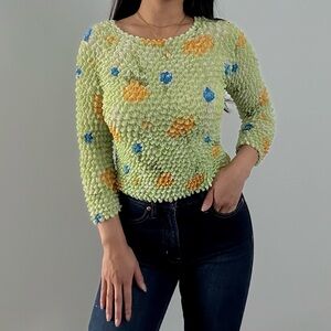 Vintage Y2K Popcorn Floral Blouse Top